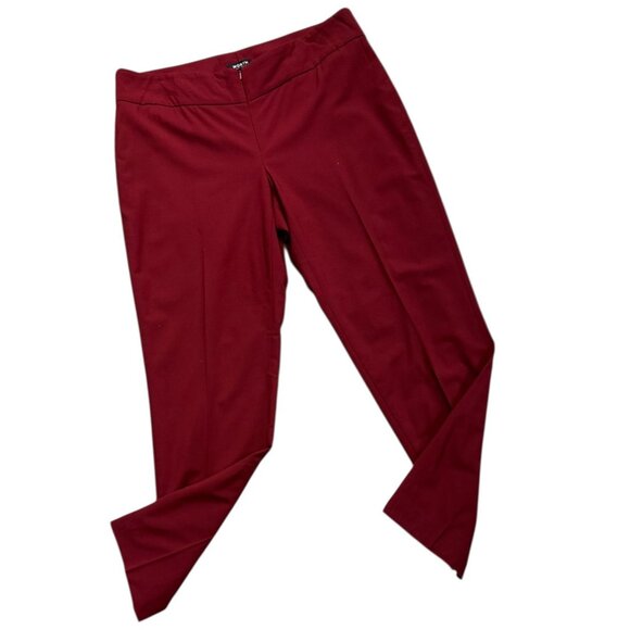 Worth New York Burgundy Red Wool-Blend Trousers Tapered Leg Zip Ankles Size 10 - Picture 1 of 7